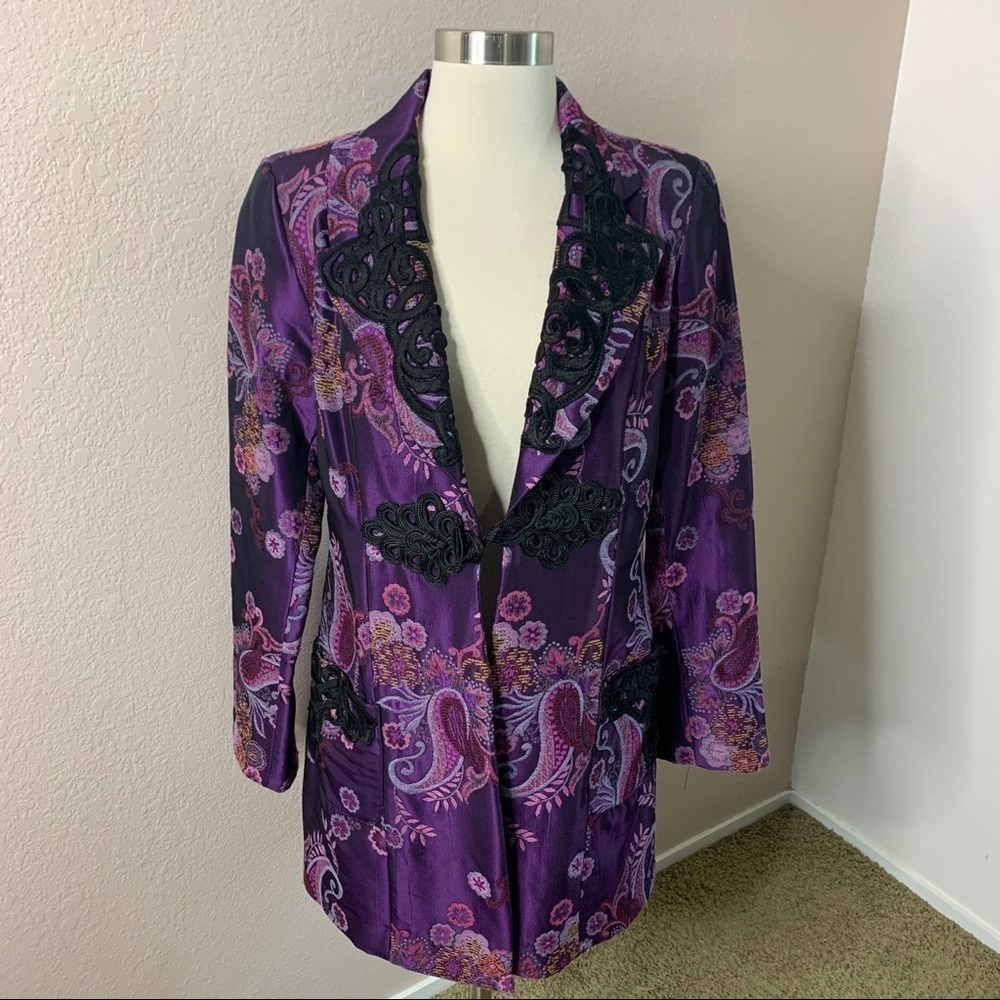 Vintage ISABEL Purple Paisley Tapestry Coat - Picture 3 of 15